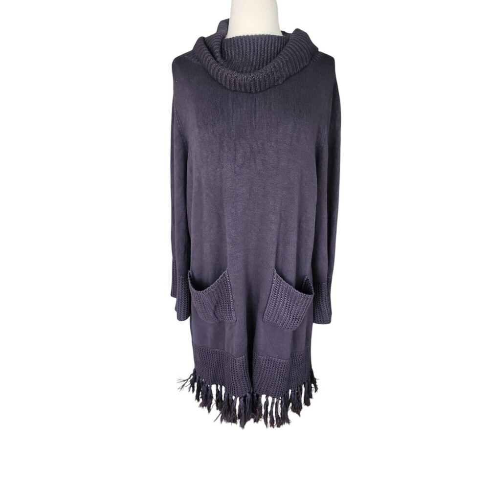 Soft Surroundings Turtleneck Sweater Dress Womens XL Minimalist Western Charcoal
